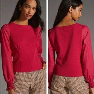 By Anthropologie Structured Long Sleeve Top‎ Size SMALL